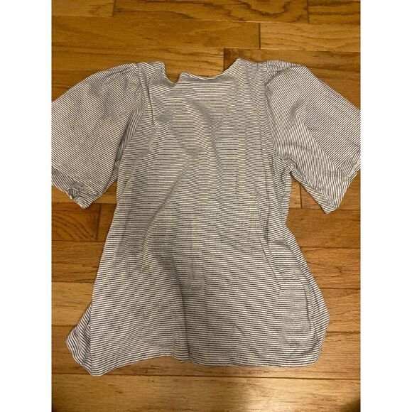 Lucky Brand Women's Striped v-neck Wrap Top With Puff Sleeves size Medium - Picture 8 of 8